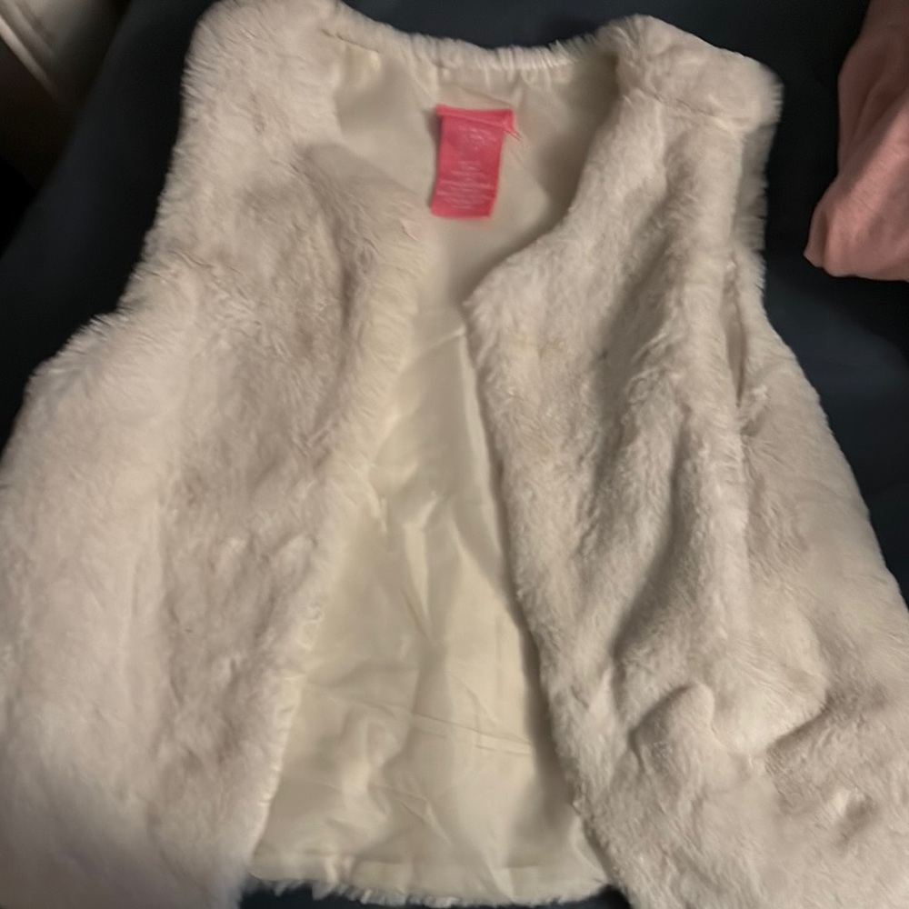 Kids White Faux Fur Vest